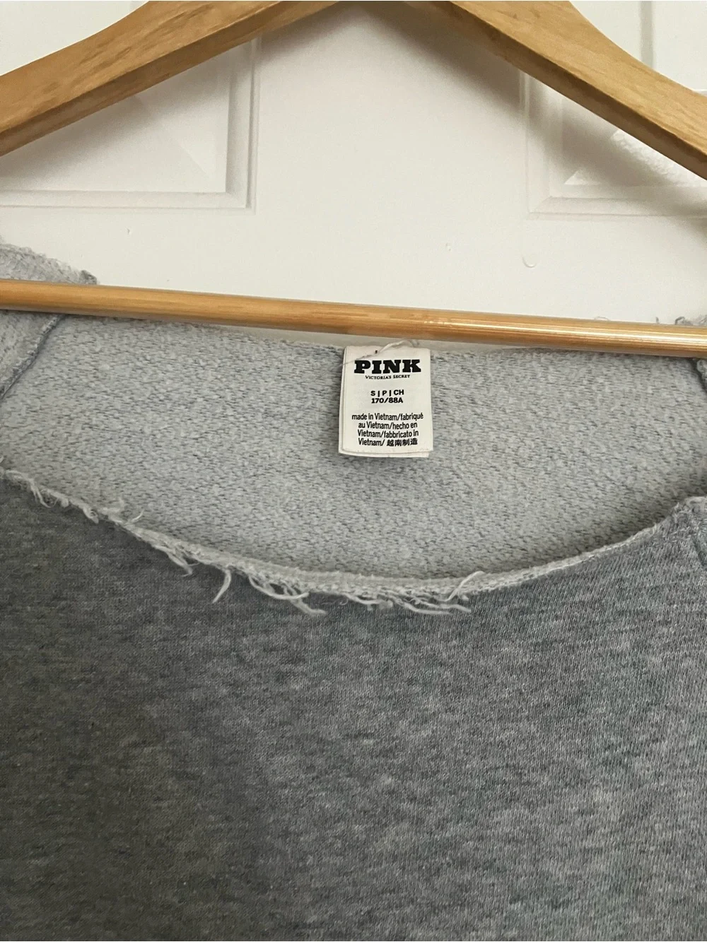 PINK Victoria's Secret Off-the-Shoulder Fleece Sweatshirt — Heather Gray